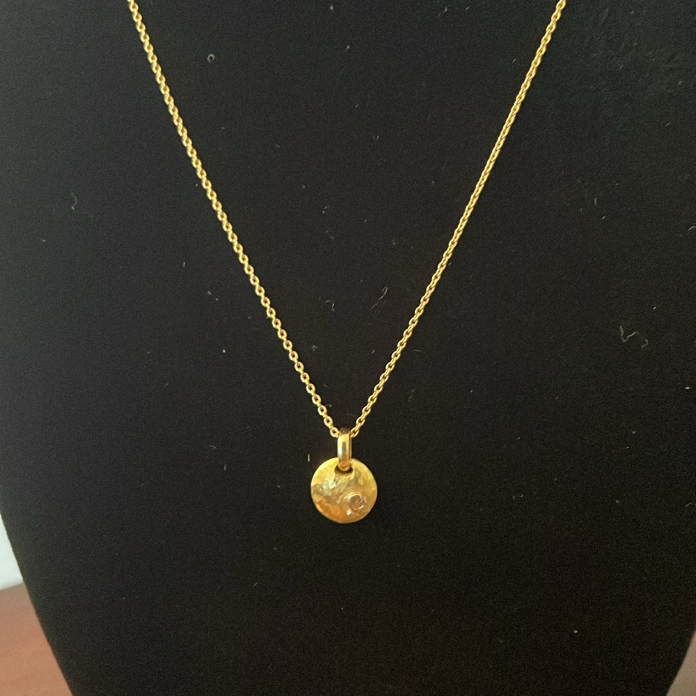 Tiffany's Paloma Picasso 18K Gold Hammered Disc with Loving Heart Necklace - Picture 2 of 5
